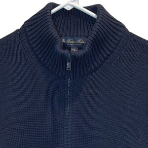 Brooks Brothers Supima Cotton Full Zip Chunky Cardigan Sweater Navy Men's Large